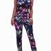Stylish Rose Printed Blue Healthy Fabric Two-piece Pants Set Stylish Rose Printed Blue Healthy Fabric Two-piece Pants Set