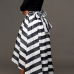 Stylish Round Neck Long Sleeves Striped Black Cotton Blend Two-piece Skirt Set Stylish Round Neck Long Sleeves Striped Black Cotton Blend Two-piece Skirt Set