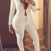 Stylish Turndown Collar Long Sleeves White Polyester Two-piece Pants Set Stylish Turndown Collar Long Sleeves White Polyester Two-piece Pants Set