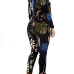 Stylish V Neck Long Sleeves Digital Printing Twilled Satin Two-piece Pants Set Stylish V Neck Long Sleeves Digital Printing Twilled Satin Two-piece Pants Set