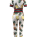 Trendy Round Neck Pineapple Printing White Cotton Two-piece Pants Set Trendy Round Neck Pineapple Printing White Cotton Two-piece Pants Set