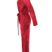 Trendy V Neck Lace-up Red Velvet Two-piece Pants Set Trendy V Neck Lace-up Red Velvet Two-piece Pants Set