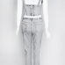 Trendy V Neck Sleeveless Broken Holes Grey Denim Two-piece Pants Set Trendy V Neck Sleeveless Broken Holes Grey Denim Two-piece Pants Set