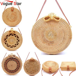 2019 Round Straw Bags Women Summer Rattan Bag Handmade Woven Beach Cross Body Bag Circle Bohemia Handbag Bali Lowest price L31