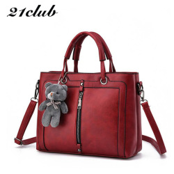 21club brand medium large capacity ladies totes zipper bear strap thread shopping office women crossbody shoulder bag handbags