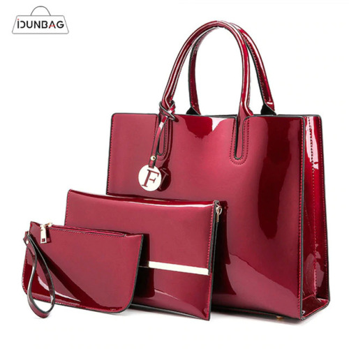 3 Sets High Quality Patent Leather Women Handbags Luxury Brands Tote Bag+Ladies Shoulder Bag+Clutch Messenger Bag Bolsa Feminina