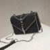 British Fashion Simple Small Square bag Women's Designer Handbag 2018 High-quality PU leather Rivet Tassel Chain Shoulder bags