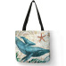 Customize Tote Bag Seahorse Turtle Octopus Pattern Traveling Shoulder Bags Eco Linen Shopping Bags For Women with Print