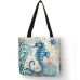 Customize Tote Bag Seahorse Turtle Octopus Pattern Traveling Shoulder Bags Eco Linen Shopping Bags For Women with Print