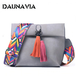 DAUNAVIA Brand Women Messenger Bag Crossbody Bag tassel Shoulder Bags Female Designer Handbags Women bags with colorful strap