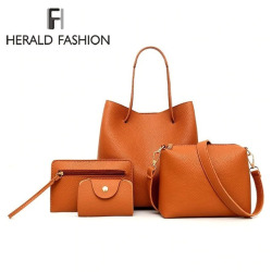 Herald Fashion 4pcs/set Women Composite Handbag Quality Leather Female Shoulder Bags Ladies' Messenger Crossbody Bag Bolso Mujer