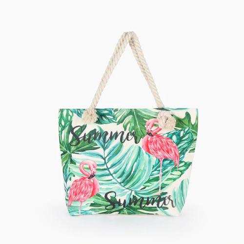 Hot Sale Flamingo Printed Casual Bag Women Canvas Beach Bags High Quality Female Single Shoulder Handbags Ladies Tote BB196