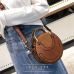 LJL Circular Scrub PU Leather Women Bags Retro Handbag Small Round Women Shoulder Mini Bag