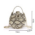 Retro Serpentine Chain Round Bag Women Handbags Printed Small PU Leather Shoulder Crossbody Bags Female Serpentine Messenger Bag