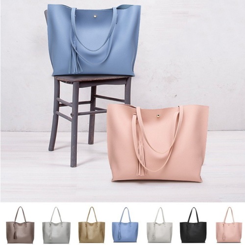 Simple Fashion Women Handbags 2018 Leather Solid Tassel Pendant Large Capacity Korean Ladies Shopping Travel Hand Bag women bag