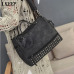 Vintage PU Leather Women's Bag Rivet Larger Ladies Handbags Hair Ball Shoulder Bag Motorcycle Crossbody Bags For Women Messenger