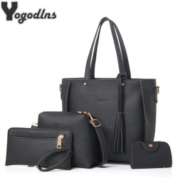 Women Bag Set Top-Handle Big Capacity Female Tassel Handbag Fashion Shoulder Bag Purse Ladies PU Leather Crossbody Bag