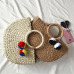 2018 New Summer Handmade Bags Women Pompon Beach Weaving Ladies Straw Bag Wrapped Beach Bag Moon shaped Bag