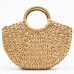 2018 new Handmade Bag Women Pompon Beach Weaving Ladies paper Straw Bag Wrapped Beach Bag Moon shaped Bag