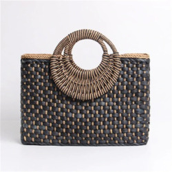 2019 Hand basket shopping bag Black color Bali Island Hand Woven Bag Butterfly buckle Straw Bags Satchel Wind Bohemia Beach Bag