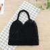 35x35CM Fashion Popular Woven Bag Mesh Rope Weaving Tie Buckle Reticulate Hollow Straw Bag No Lined Net Shoulder Bag