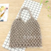 35x35CM Fashion Popular Woven Bag Mesh Rope Weaving Tie Buckle Reticulate Hollow Straw Bag No Lined Net Shoulder Bag