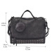 Bolish Vintage Nubuck Leather Female Top-handle Bags Rivet Larger Women Bags Hair Ball Shoulder Bag Motorcycle Messenger Bag