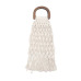 Handmade cotton woven wood handle womens handbags and purses hollow rope tassel beach female net straw tote evening clutch bags