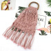 Handmade cotton woven wood handle womens handbags and purses hollow rope tassel beach female net straw tote evening clutch bags