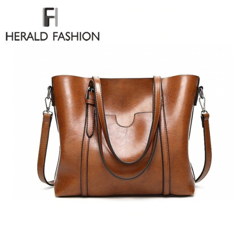 Herald Fashion Large Capacity Women Tote Bag High Quality PU Leather Female Handbags Top-Handle Bags Women Shoulder Bag bolsa