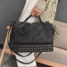 Hot Vintage Nubuck Leather Female Top-handle Bags Rivet Larger Women Bags Hair Ball Shoulder Bag Motorcycle Messenger Bag