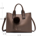 Miyaco Women Leather Handbags Casual Brown Tote bags Crossbody Bag TOP-handle bag With Tassel and fluffy ball