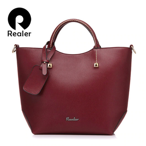 REALER brand handbag women large bucket shoulder bag female high quality artificial leather tote bag fashion top-handle bag