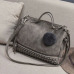 Vintage Nubuck Leather Ladies Handbags Rivet Larger Women Bags Hair Ball Shoulder Bag Motorcycle Messenger Bag Top-Handle Bag