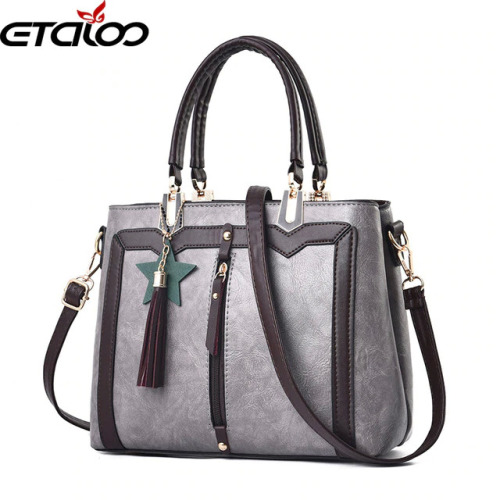 Women Handbags Leather Bag Top-handle bags New Shoulder Bag Simple Retro Tassels Lady