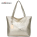 Women Large Capacity Handbags Soft PU Leather Crocodile Bag Ladies Casual Shopping Tote Bags Shoulder Bags Sac Main Silver Gold