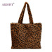 Women Plush Leopard Print Shoulder Desiger Bag Faux Fur Female Tote Gilrs Handbag Top-handle Bags Vinter bags for Women 2019