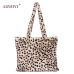 Women Plush Leopard Print Shoulder Desiger Bag Faux Fur Female Tote Gilrs Handbag Top-handle Bags Vinter bags for Women 2019