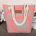 Women Stripes Canvas Beach Bag Large Capacity Female Zipper Shoulder Bag Ladies Polyester Totes Girl's Casual Shopping Handbag