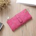 2018 Solid Drawstring Nubuck Leather Zipper Long Women Wallet Phone Bag Luxury Brand Wallets Designer Purse Card Holder Clutch