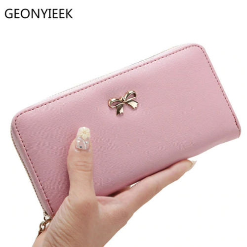 2019 Women Long Clutch Wallets Female Fashion PU Leather Bowknot Coin Bag Phone Purses Famous Designer Lady Cards Holder Wallet