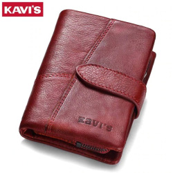 KAVIS 2019 Genuine Leather Women Wallet And Purses Coin Purse Female Small Portomonee Rfid Walet Lady Perse For Girls Money Bag