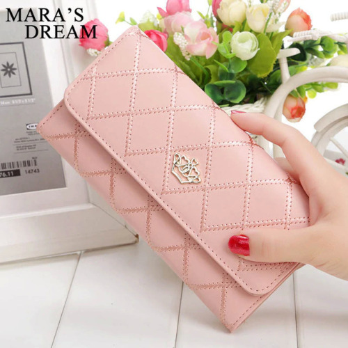 Mara's Dream Womens Wallets Purses Plaid PU Leather Long Wallet Hasp Phone Bag Money Coin Pocket Card Holder Female Wallet Purse