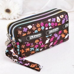 Fashion Women Wallet Canvas Fabric Zipper Lady Purses Moneybags Floral Dot Coin Purse Clutch Wristlet Handbag Girl Wallets Burse