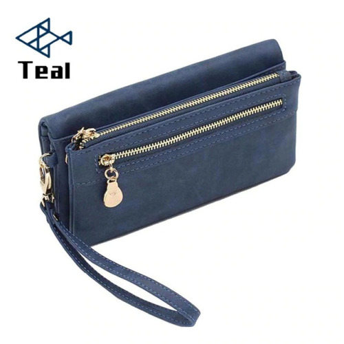 Hot Selling Women's Purse Long Design PU Leather Women's Long Wallet Female High Capacity Double Zippers Clutch Purse Wristlet