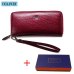 VICKAWEB Wristlet Wallet Purse Genuine Leather Wallet Female Long Zipper Women Wallets Card Holder Clutch Ladies Wallets AE38