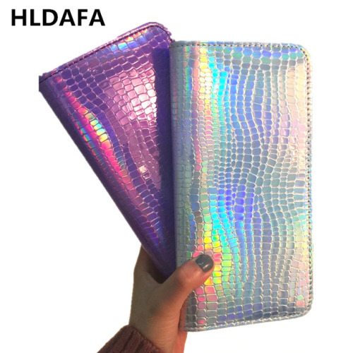 Wallet Women Handbag Holographic Leather Laser Organizer Wallets Ladies Long Wristlet purses Female Coin Girl Purse Card Pocket