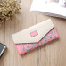 Wristlet Fashion Envelope Women Wallet Hit Color 3Fold Flowers Printing 5Colors PU Leather Wallet Long Ladies Clutch Coin Purse