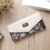 Wristlet Fashion Envelope Women Wallet Hit Color 3Fold Flowers Printing 5Colors PU Leather Wallet Long Ladies Clutch Coin Purse