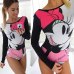 2017 New Bodysuit Women Short Combinaison Femme Sexy Body Cartoon Mickey Print Striped Rompers Womens Jumpsuit One Piece Overal